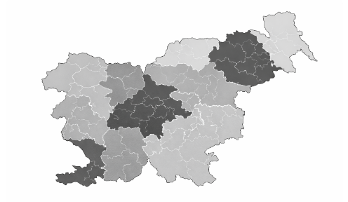Zemljevid poslovnih enot Slovedrek-Storitve v Sloveniji